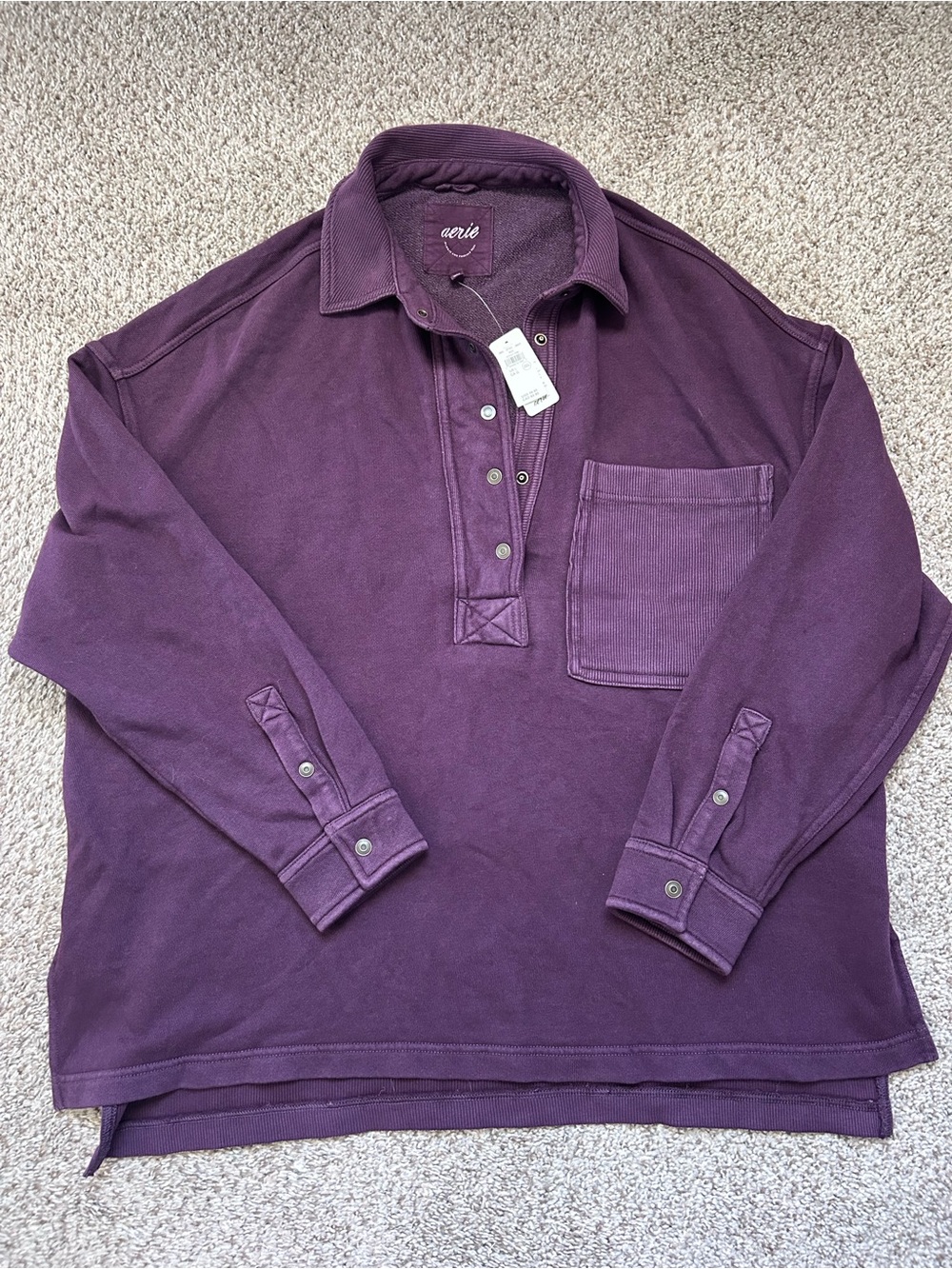 aerie Women's Long-Sleeve Snap Half Button-Up Pullover
